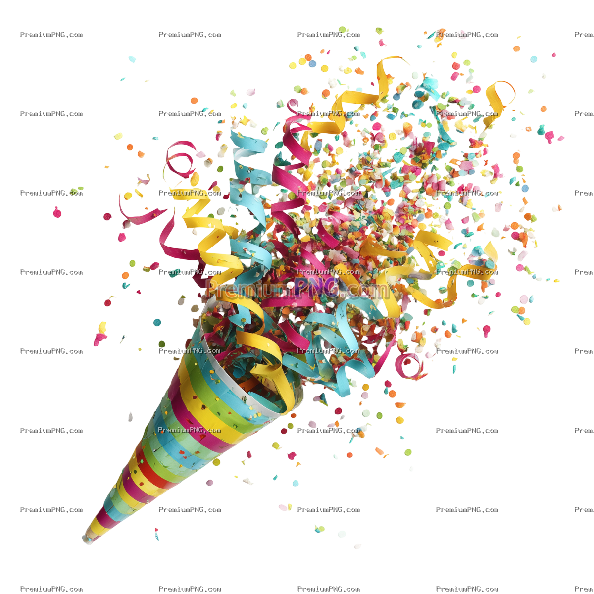Exploding Party Popper with Colorful Streamers and Confetti