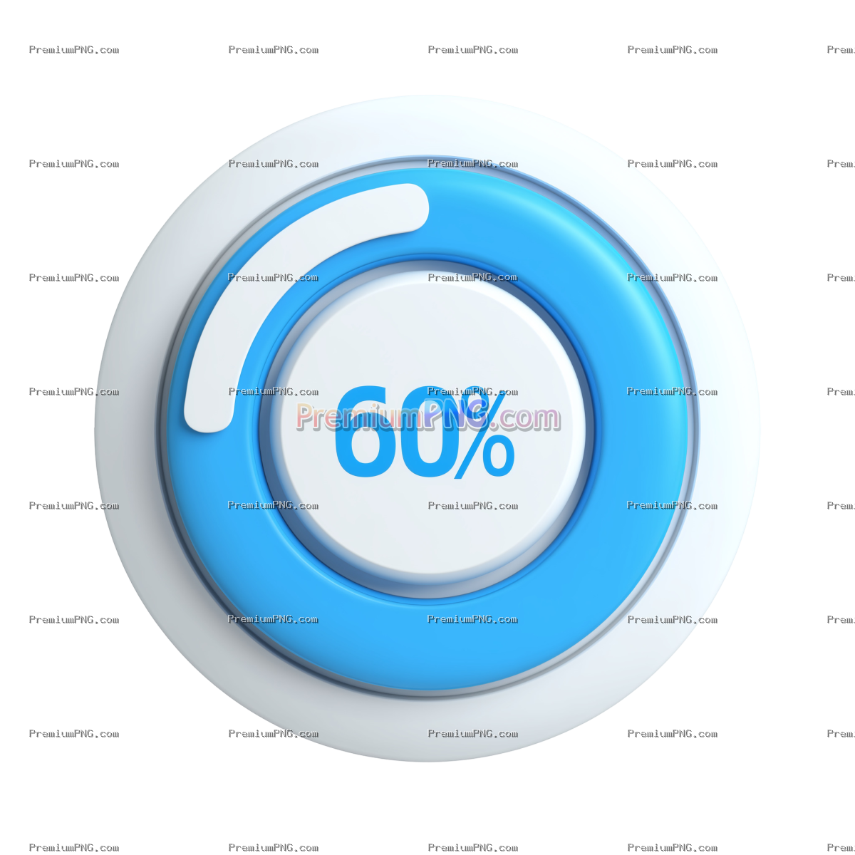 Blue and White Circular Progress Bar 60 Percent Loading Icon