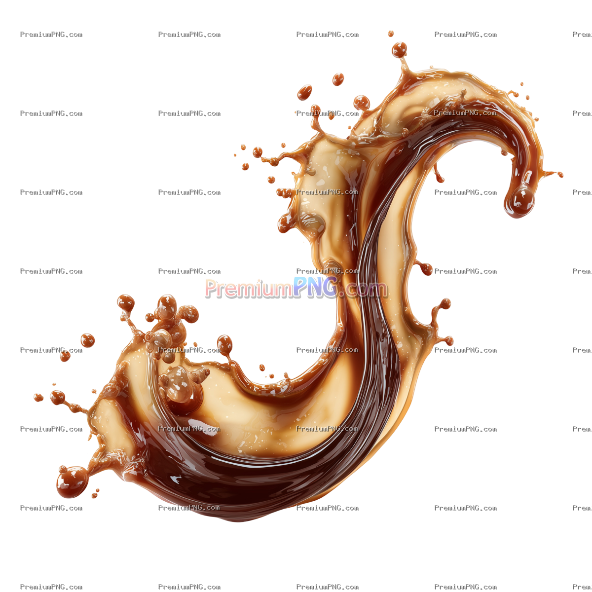 Brown Cream Coffee Liquid Swirl Splash with Bubbles