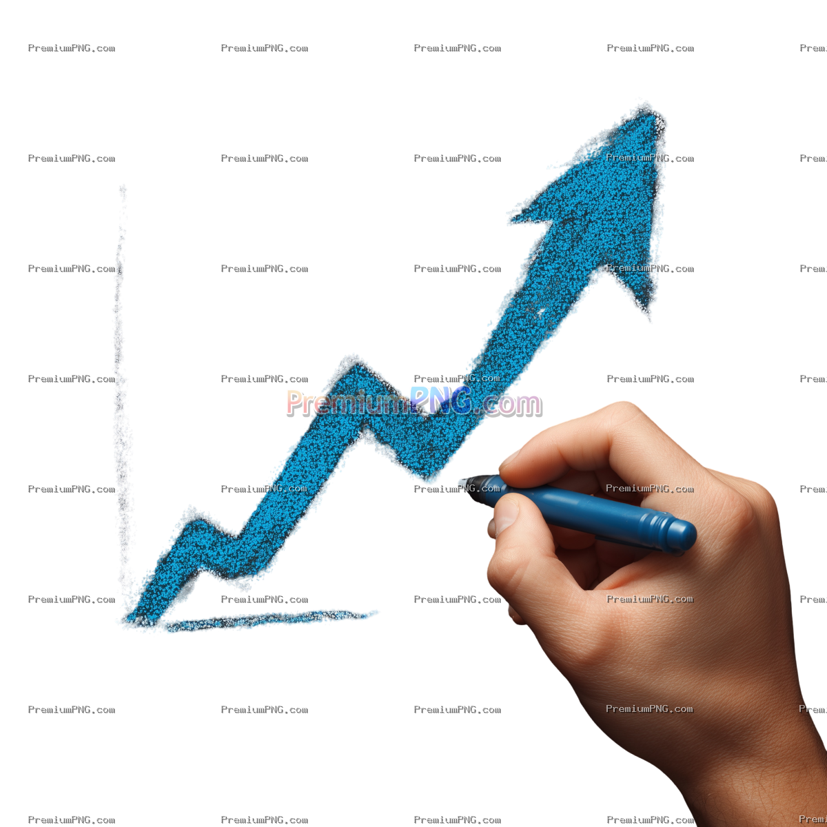 Hand Drawing Upward Growth Graph with Blue Marker