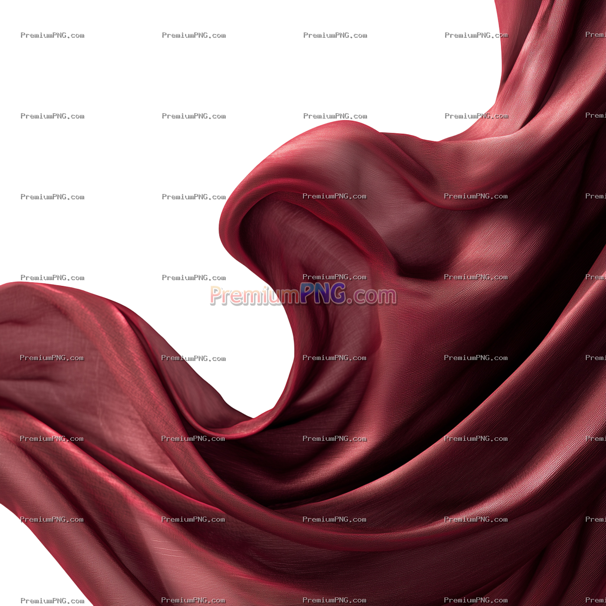 Elegant Crimson Draped Fabric with Captivating Sheen PNG