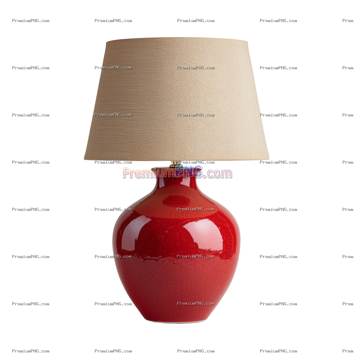 Elegant Red Ceramic Table Lamp with Textured Fabric Shade