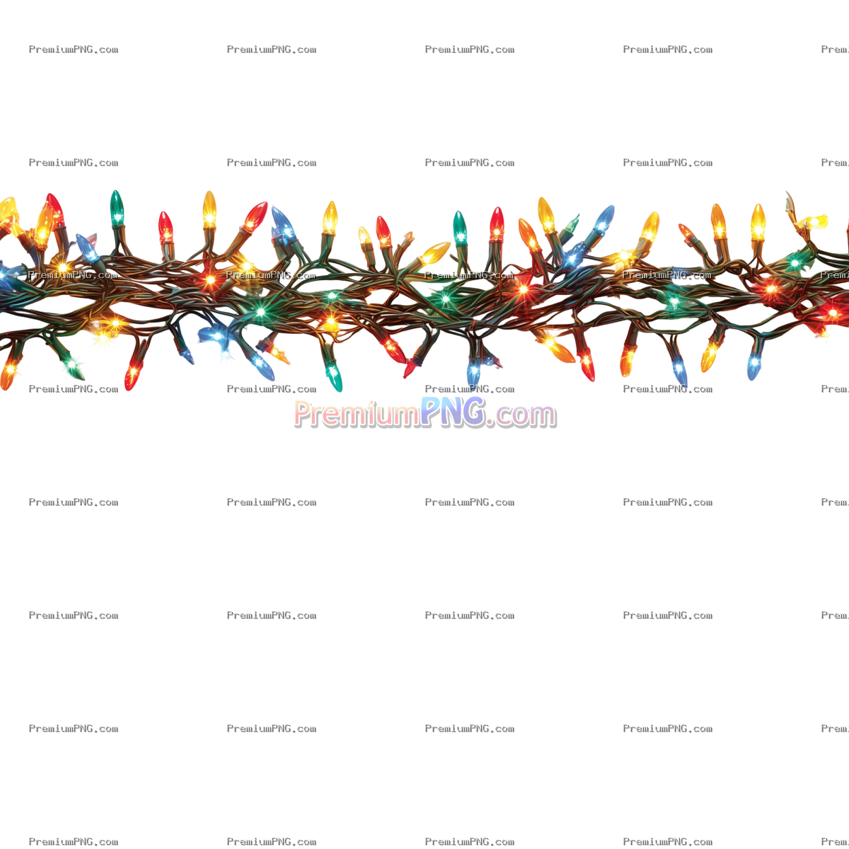 Festive Christmas Lights Border Frame isolated on Transparent Background