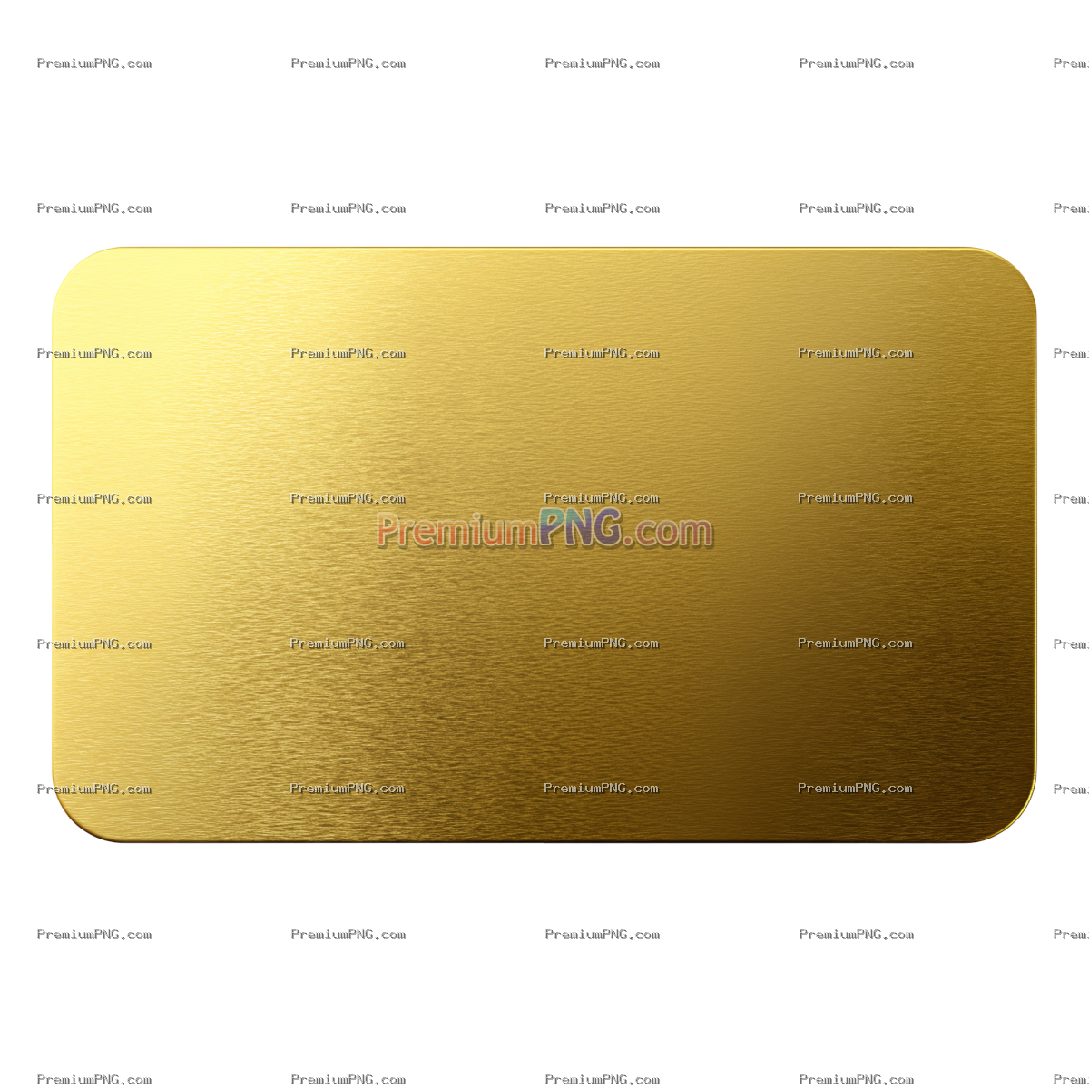 Gold card, rectangular in shape with rounded corners, smooth surface, metallic texture, isolated