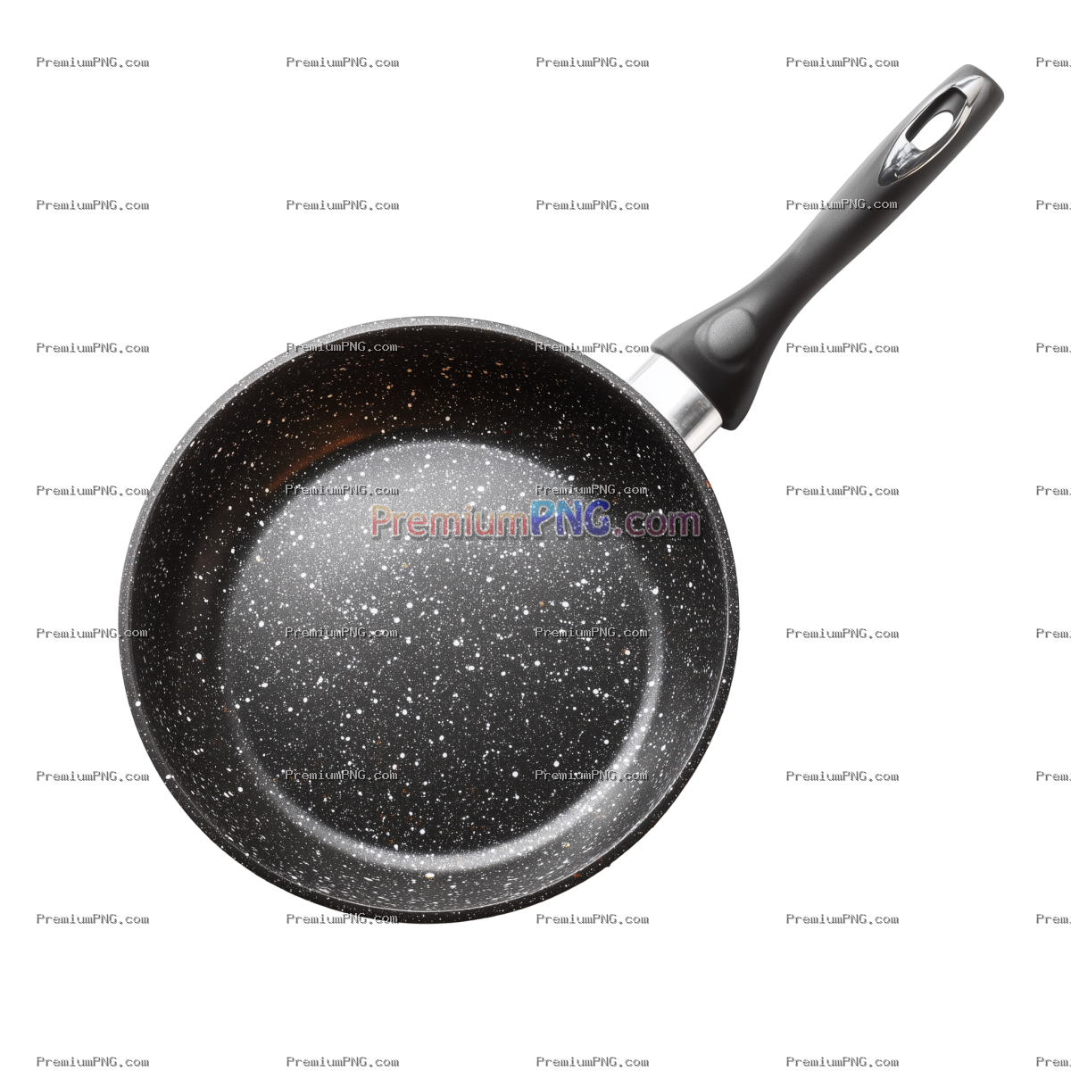 High Quality Non Stick Frying Pan with Speckled Interior Isolated on Transparent Background
