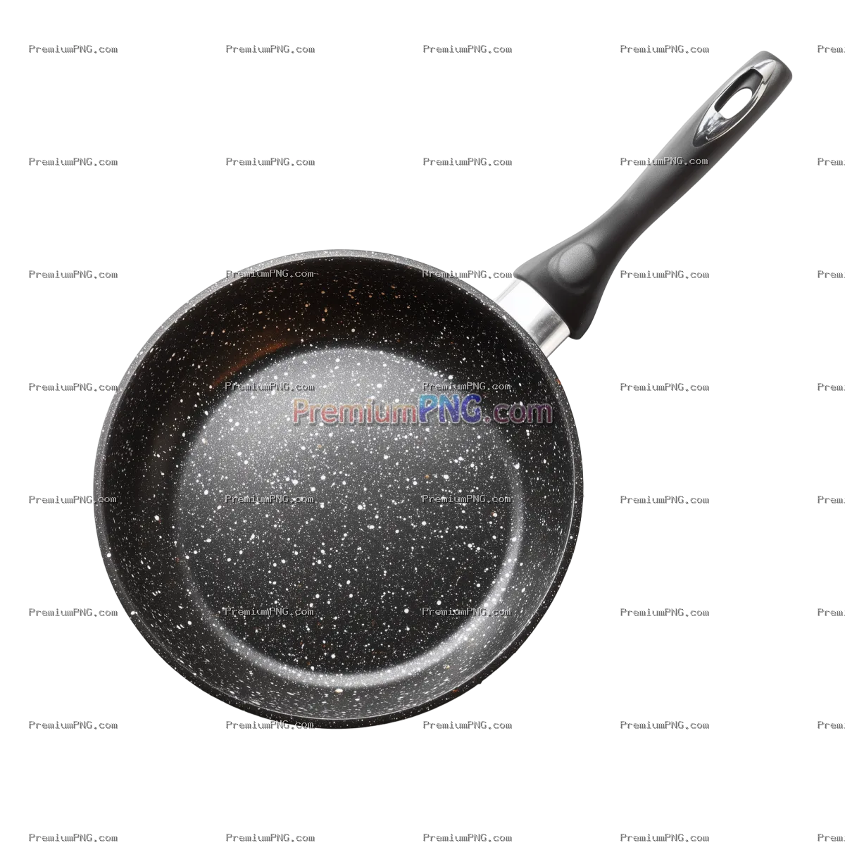 High Quality Non Stick Frying Pan with Speckled Interior Isolated on Transparent Background