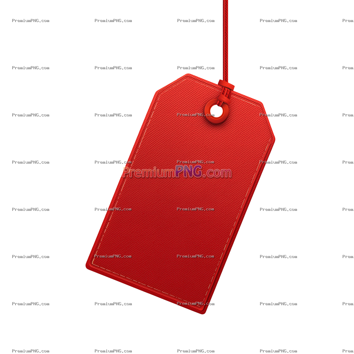 Stylish red tag isolated on transparent background, customizable design for holiday promotions, Chri