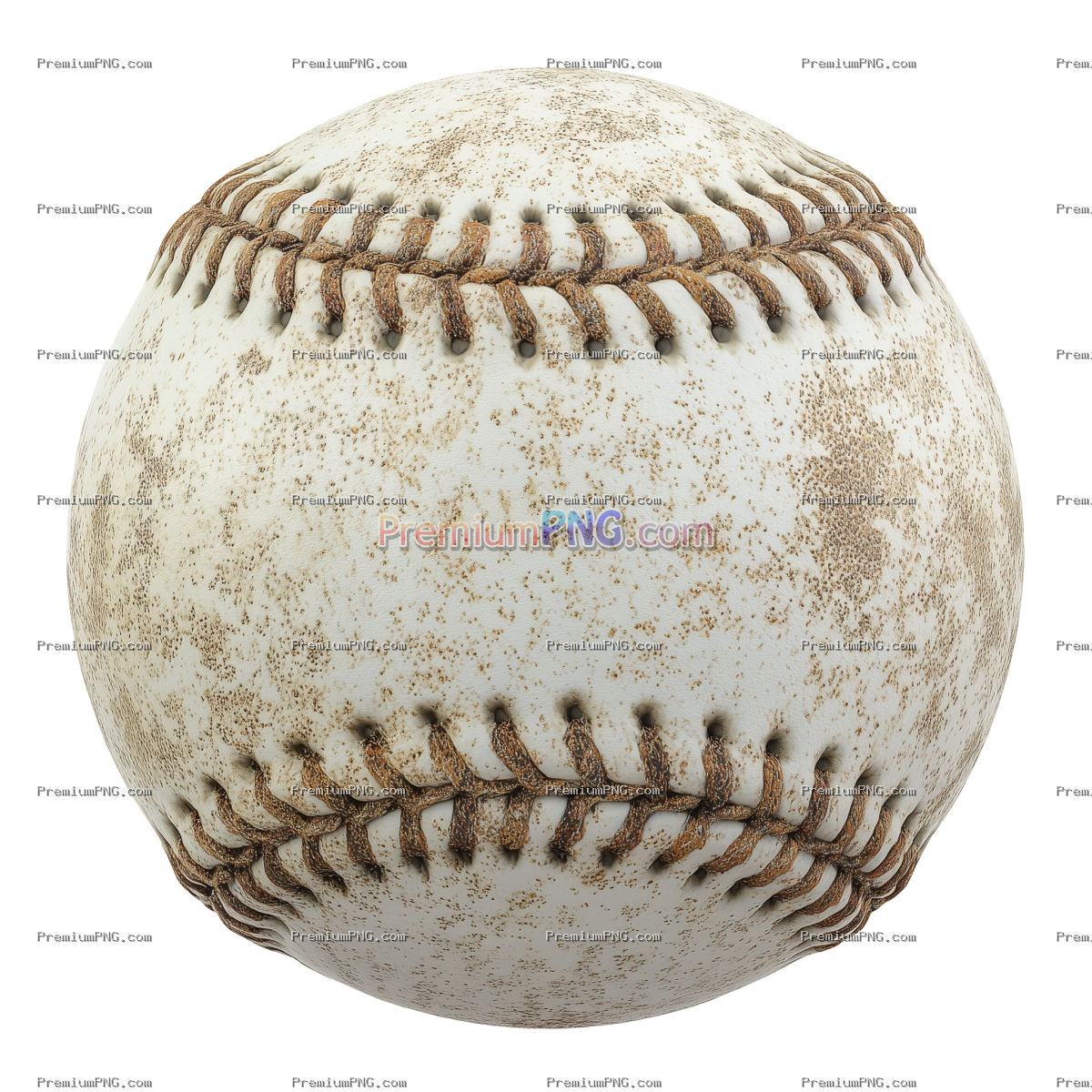 Realistic worn white baseball, detailed texture, vintage sports ball for design and advertising use