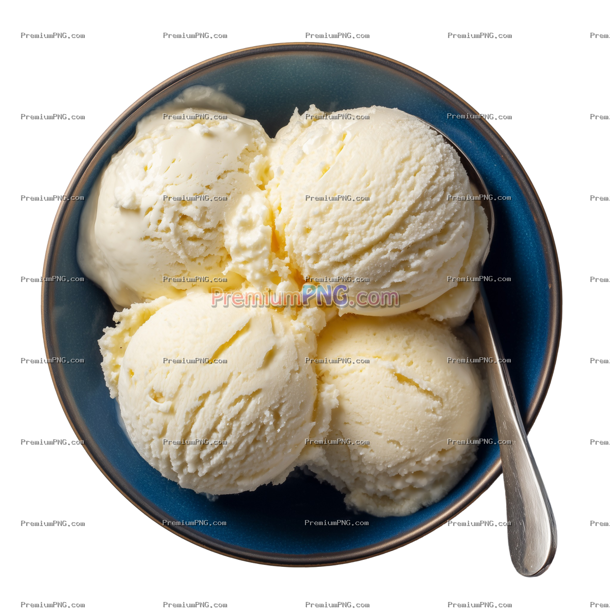 a top down photo of a bowl of french vanilla ice cream