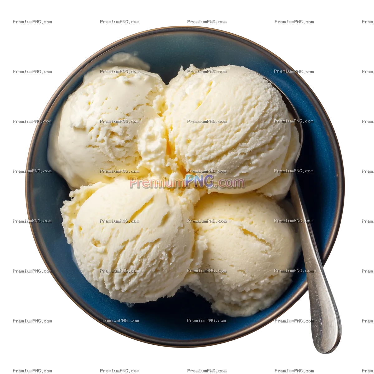 a top down photo of a bowl of french vanilla ice cream