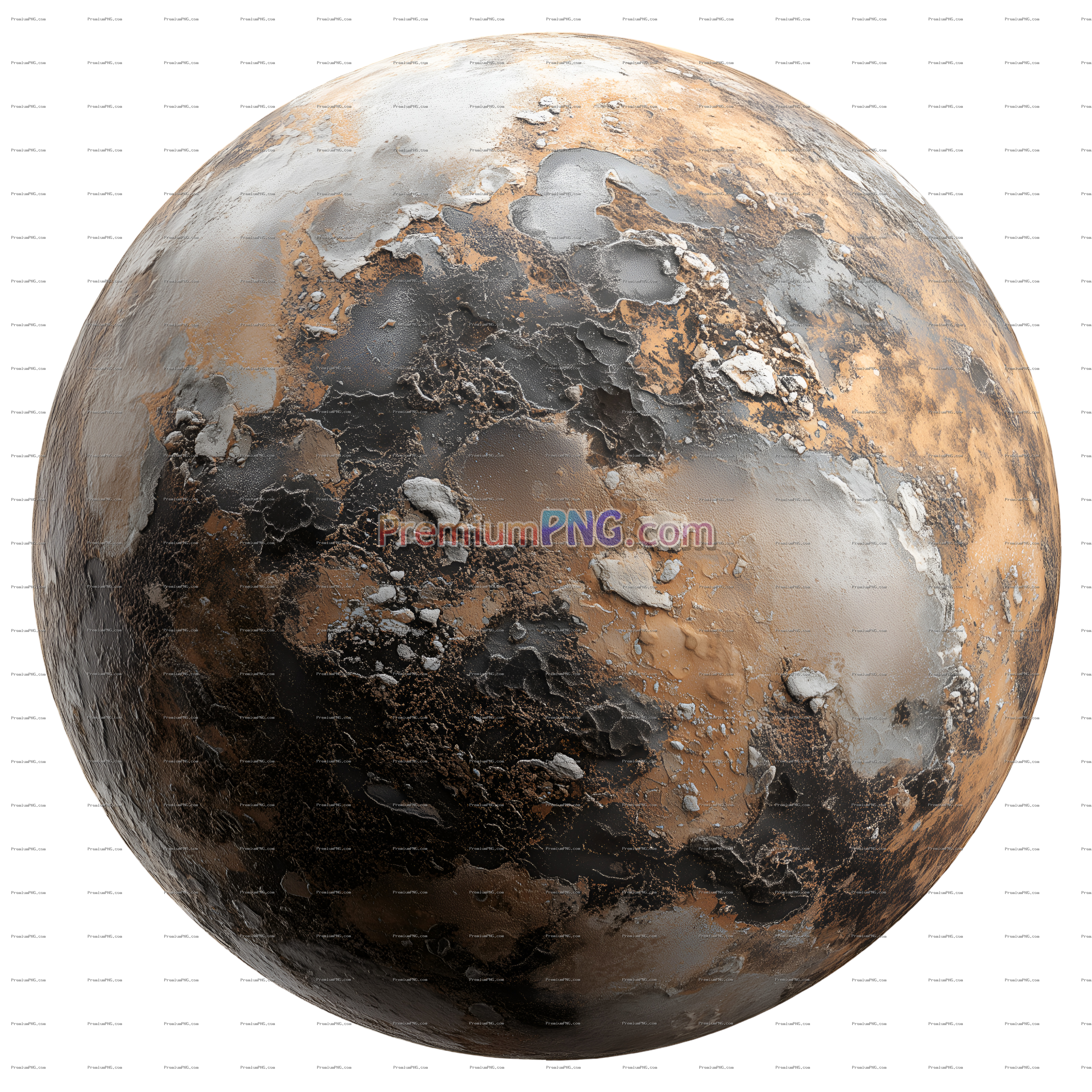 Close-up of a Rocky Planet Surface on Transparent Background