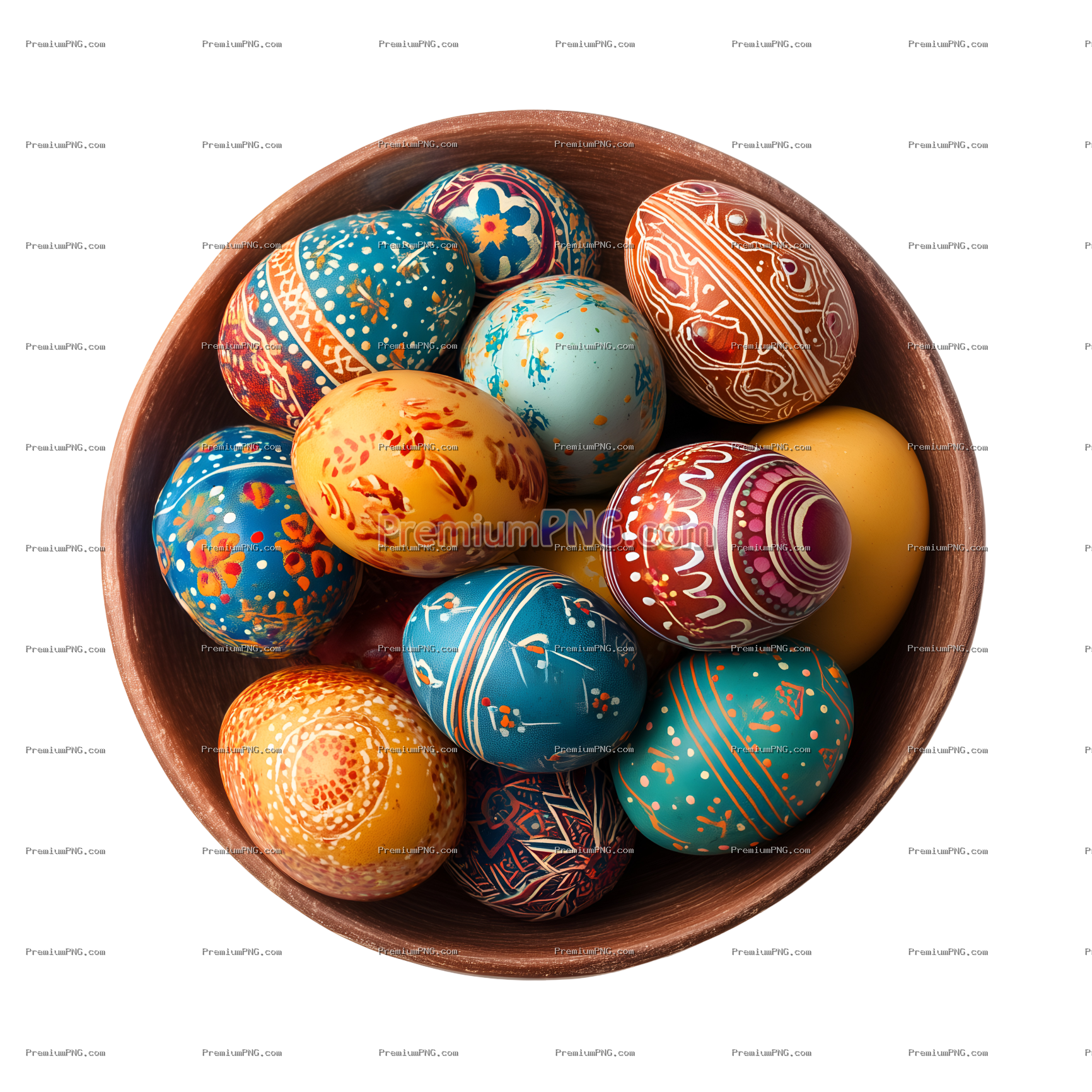Vibrantly Decorated Easter Eggs in Bowl
