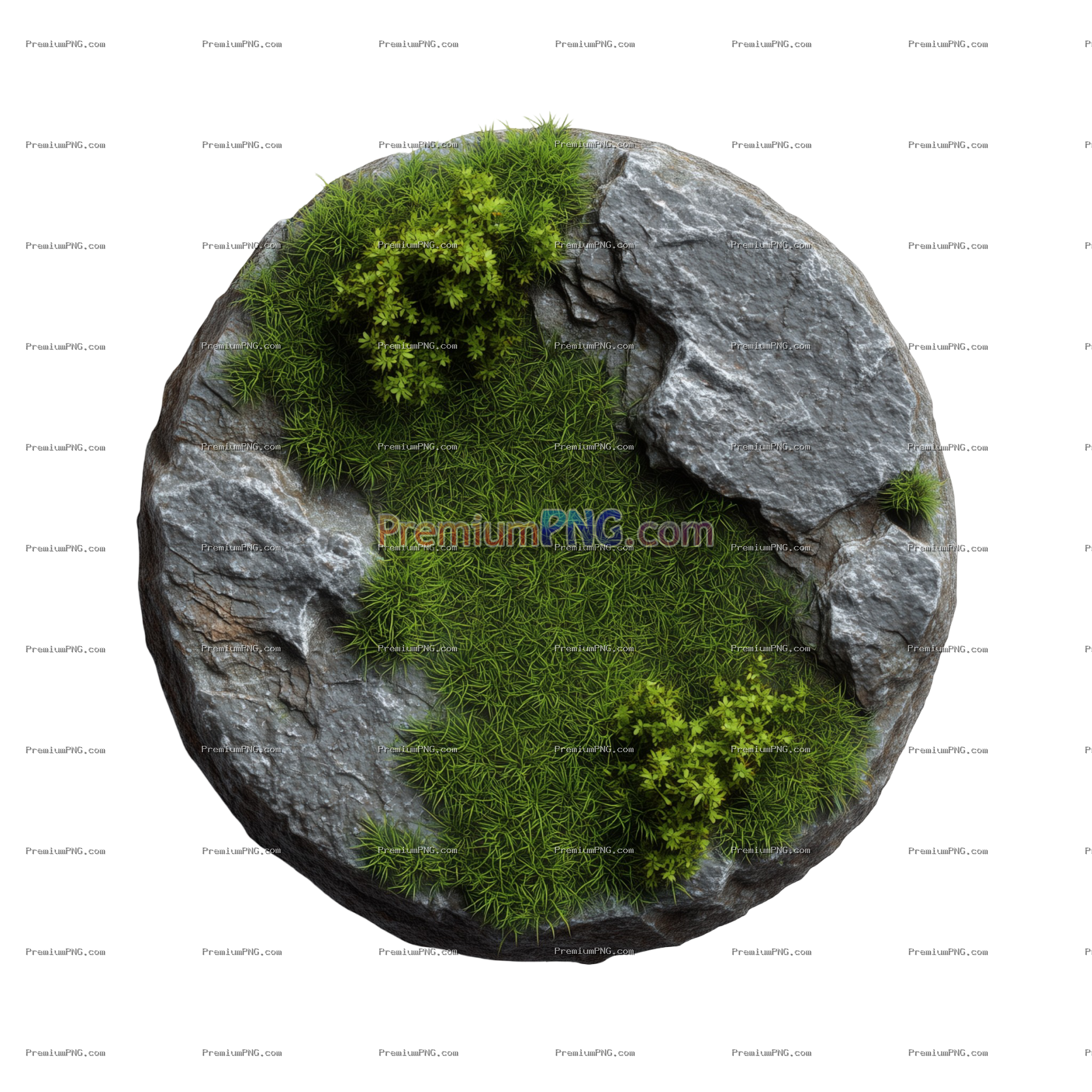 Lush Green Grass Growing on Rocky Surface – Natural Ground Cover Texture