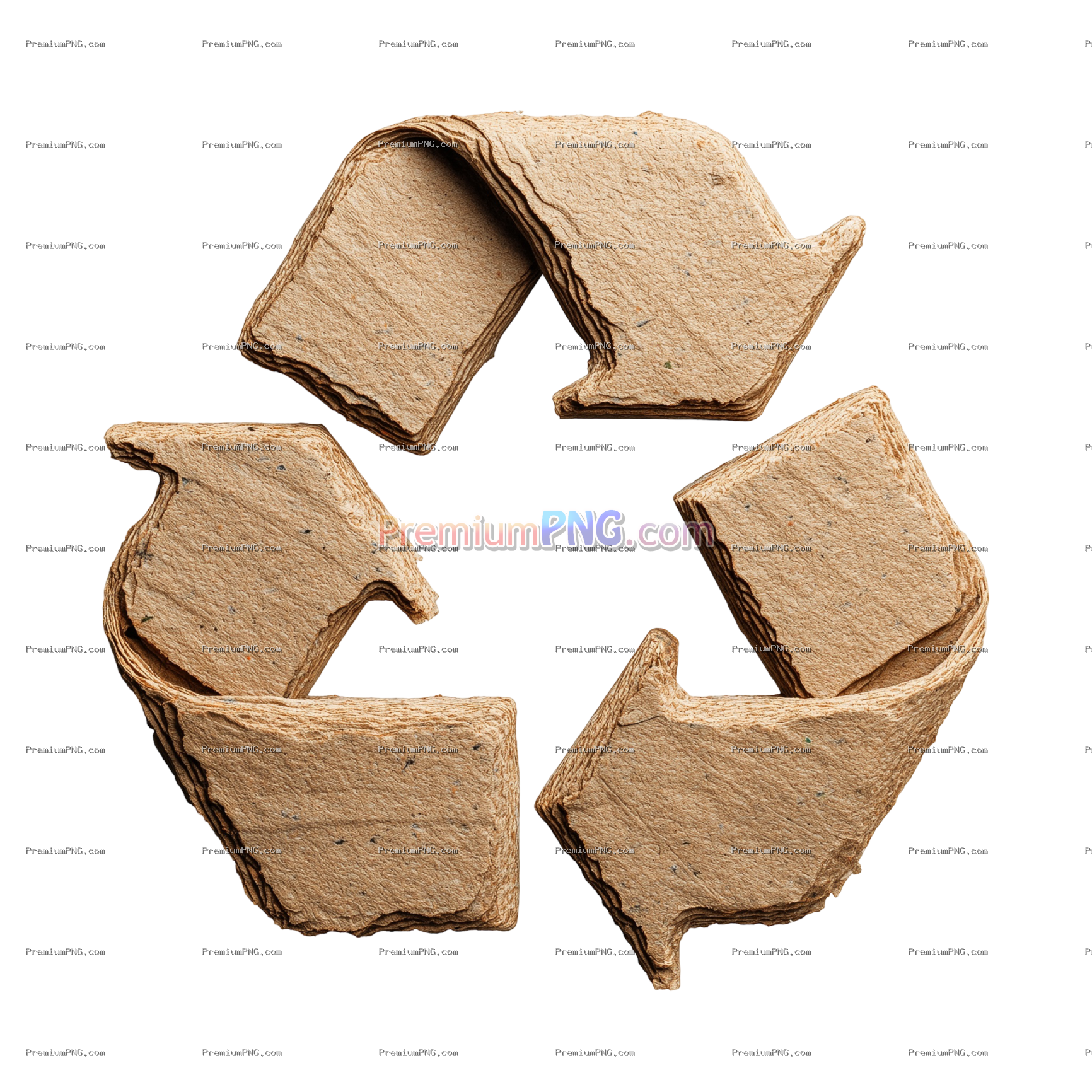 Cardboard recycling symbol isolated on transparent background