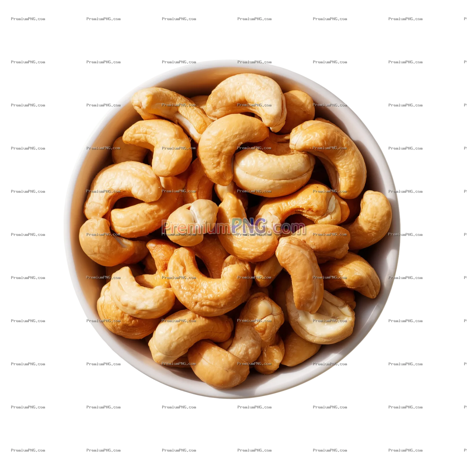 Cashew Nuts in a Bowl on Transparent Background – Fresh Roasted Cashews PNG