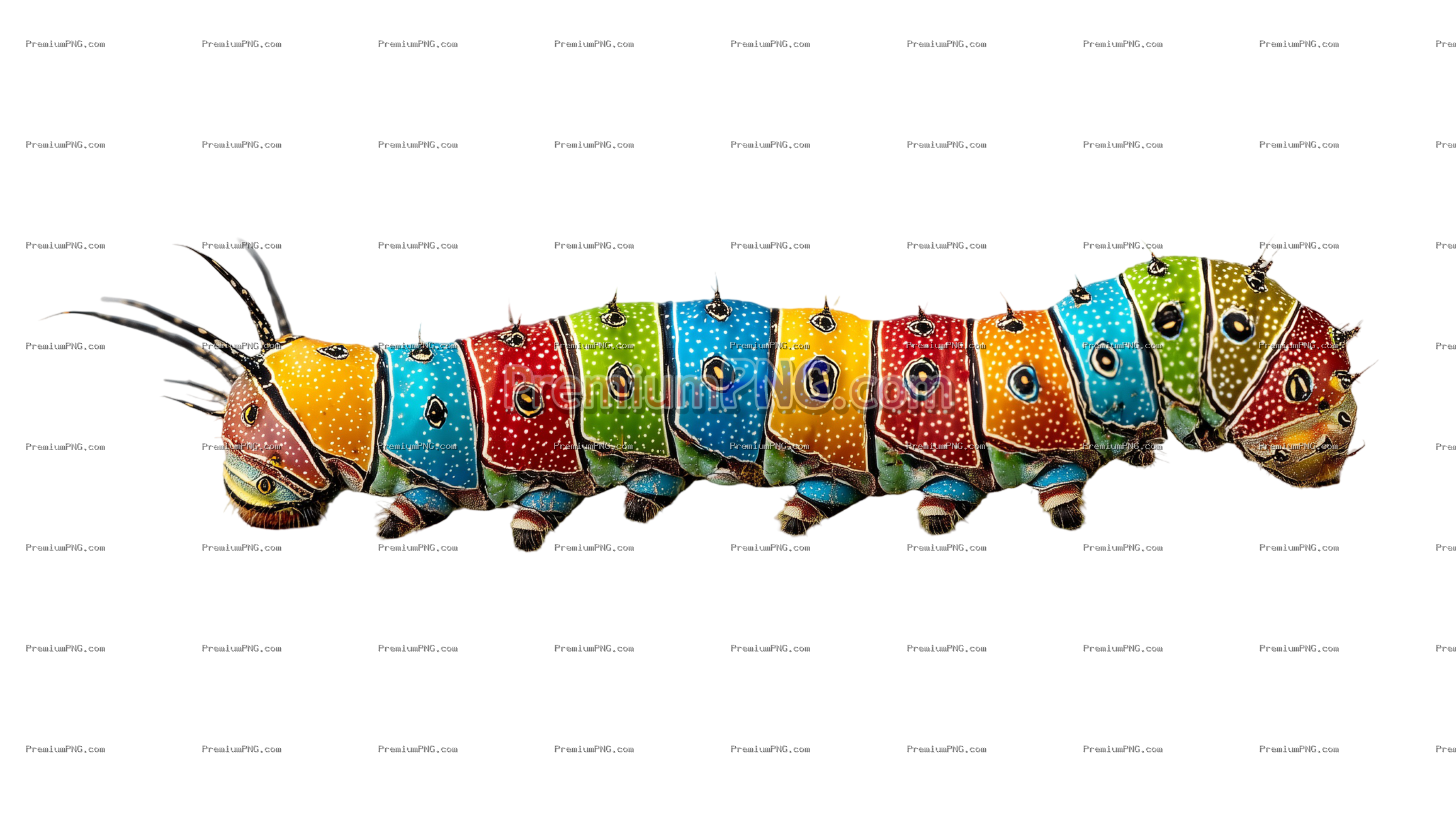 Colorful Caterpillar Isolated on Transparent Background – Vibrant Cute Insect PNG