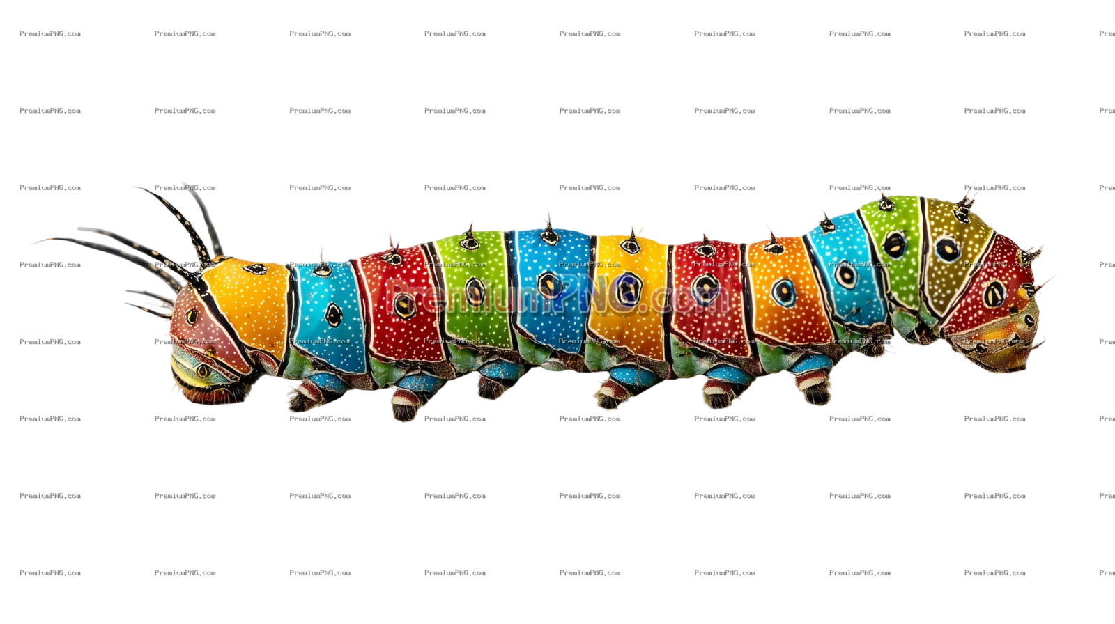 Colorful Caterpillar Isolated on Transparent Background – Vibrant Cute Insect PNG
