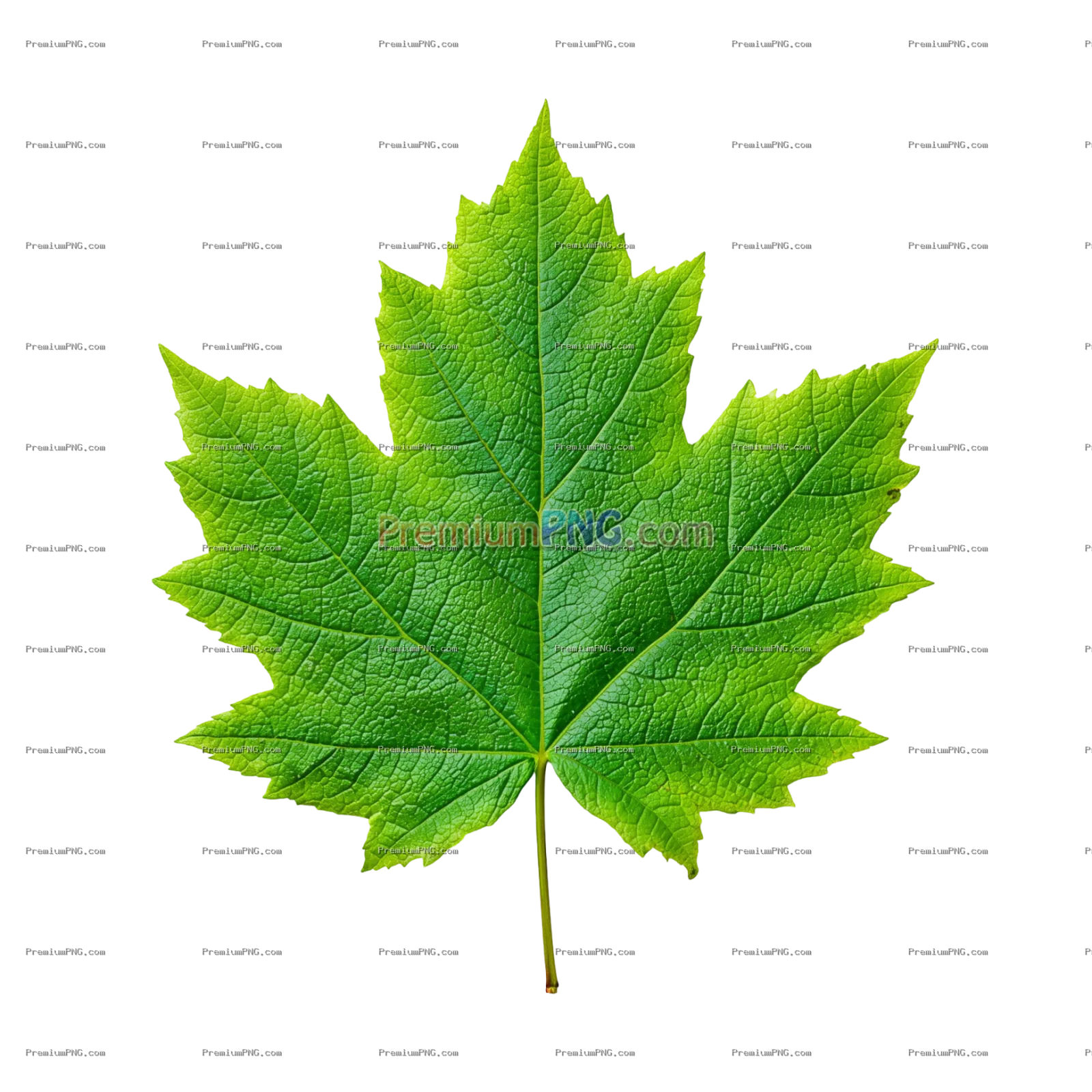 Vibrant green maple leaf isolated against a isolated background depicting nature and botanical detai