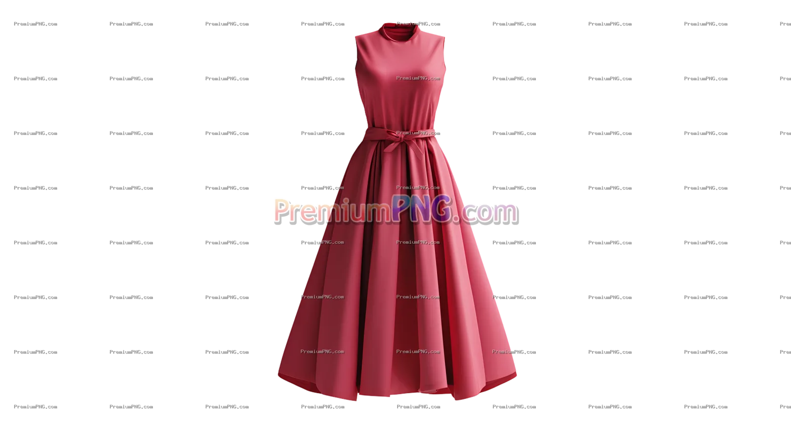 vintage fashion dress, sleeveless midi dress, solid color, 3D render, classic silhouette, elegant an