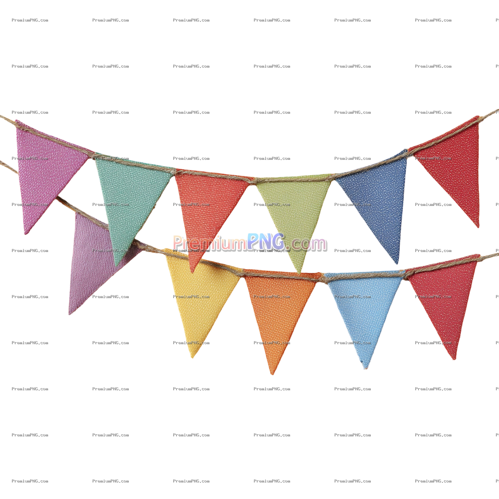 Colorful Party Bunting Decoration for Festive Events and Celebrations on Transparent Background