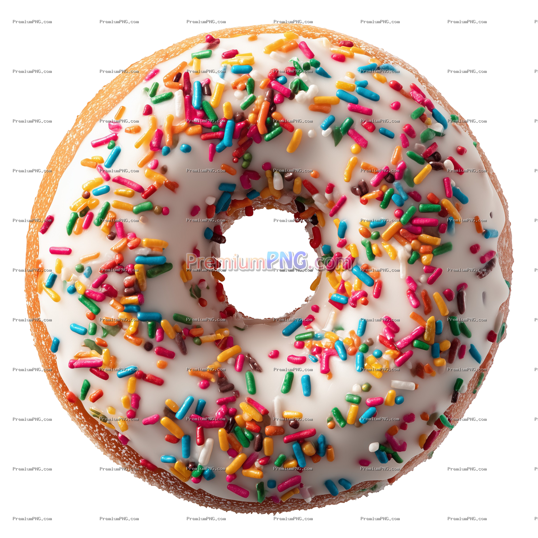 Colorful sprinkles adorn a delightful donut treat isolated on transparent or white background