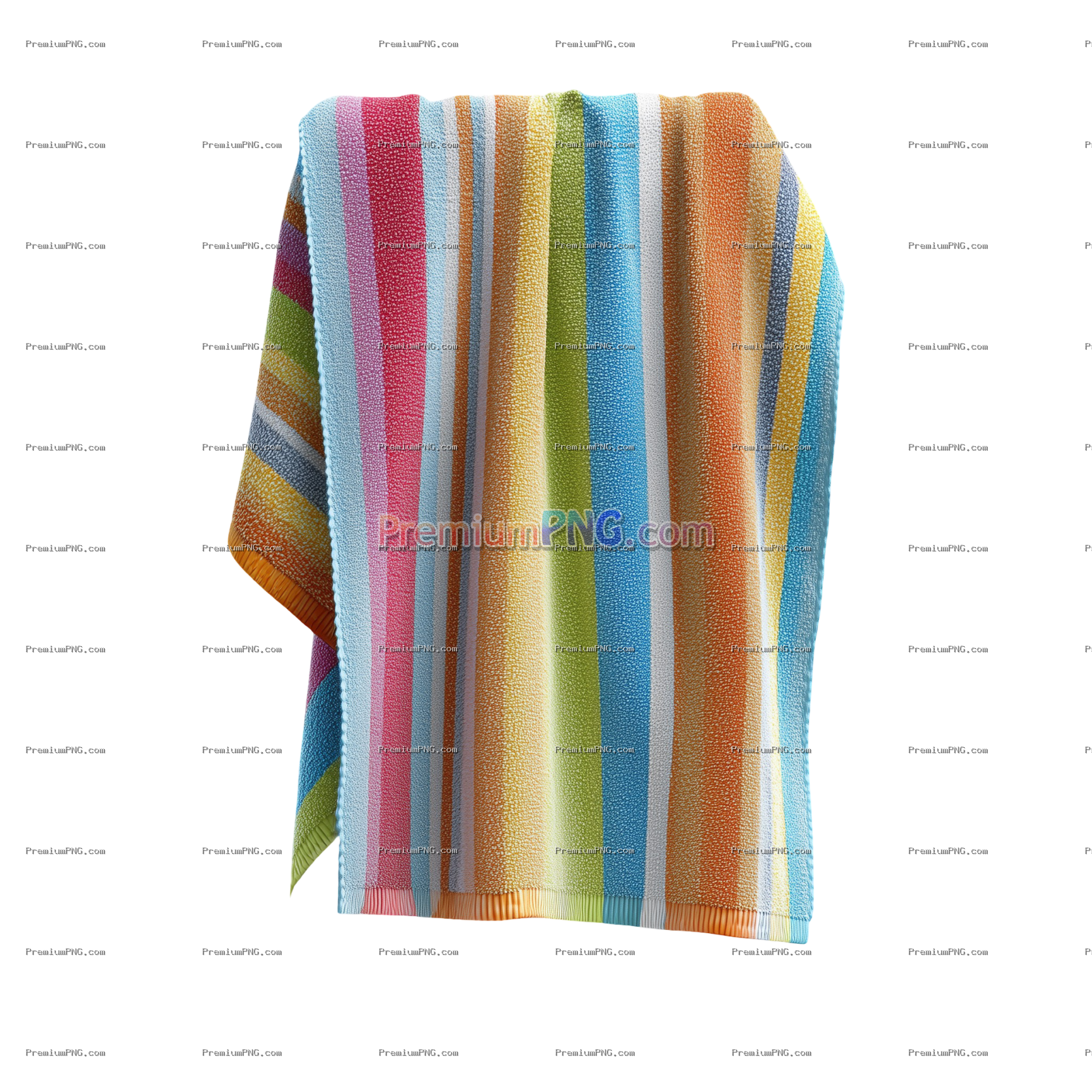 Colorful Striped Towel in Transparent Background