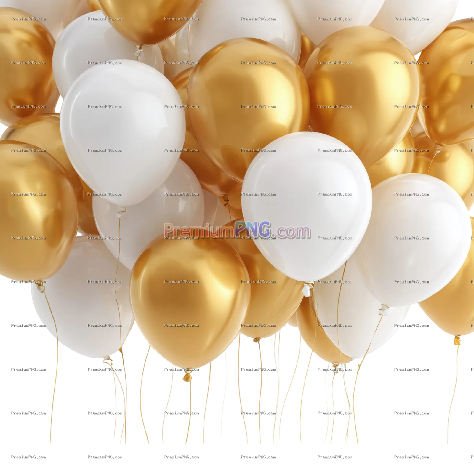 Colorful, gold and white Balloons isolated