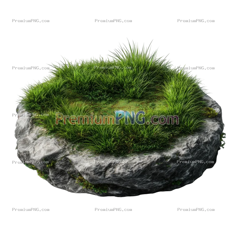 Lush Green Grass Patch on Rocky Surface – Natural Grass Island