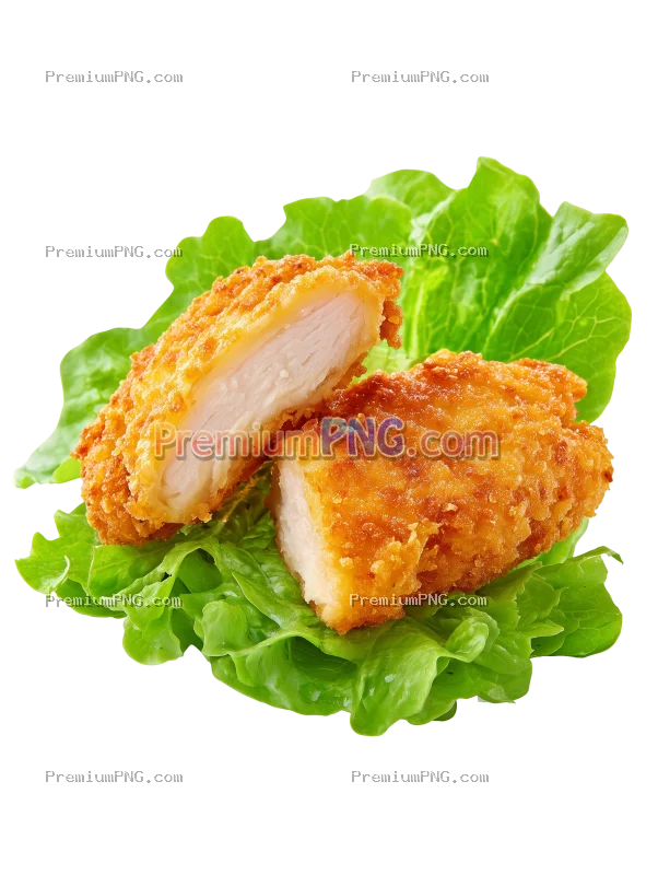 Parmesan Chicken Cut in Half on Lettuce