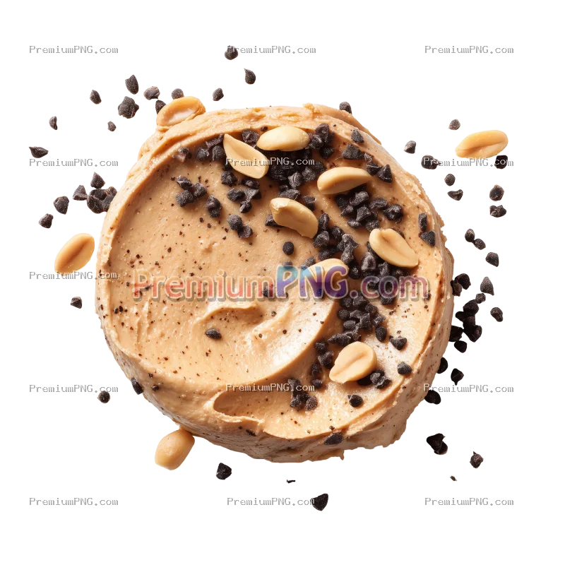Peanut Butter Spread with Chocolate Pieces and Peanuts Transparent PNG
