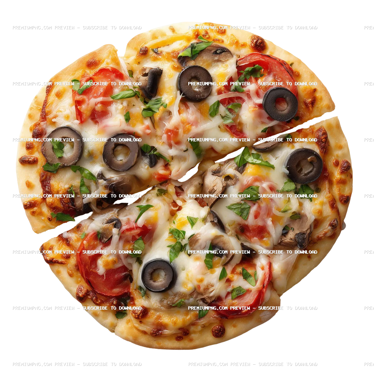 pita bread pizza, food style, white background.