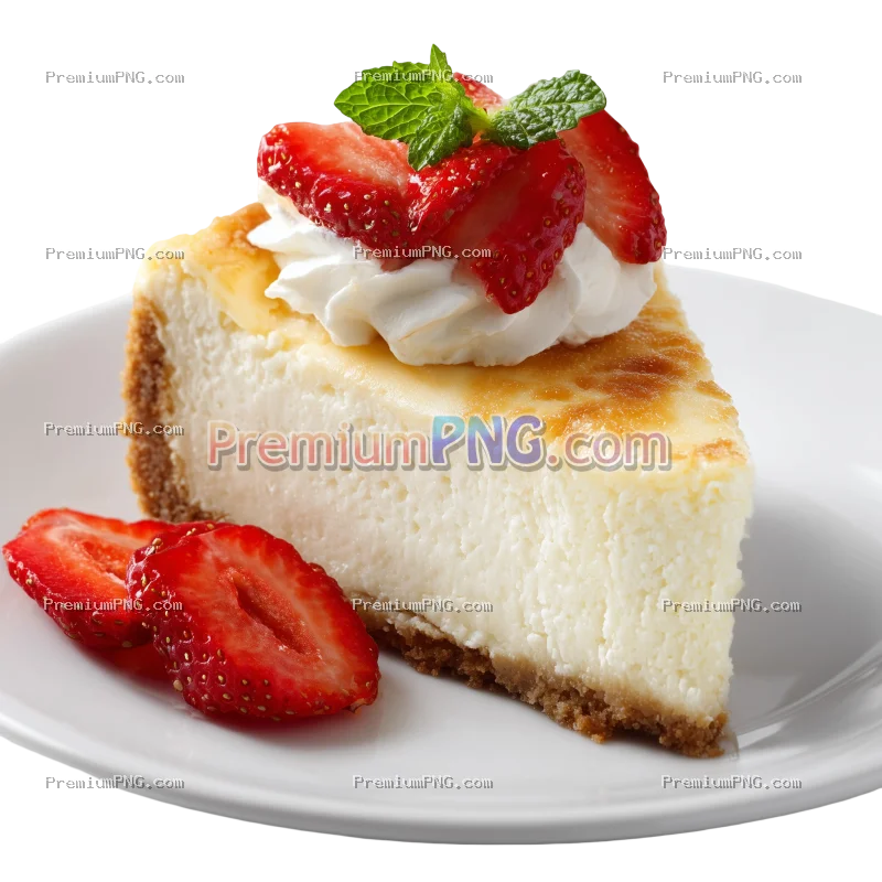 Plain Cheesecake Slice PNG – Creamy Classic Cheesecake on Transparent Background