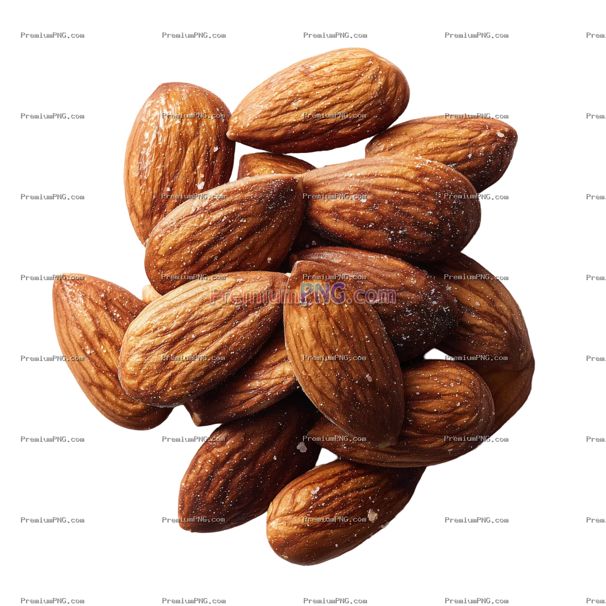 Premium Raw Almonds Macro – Textured Nuts on White Background
