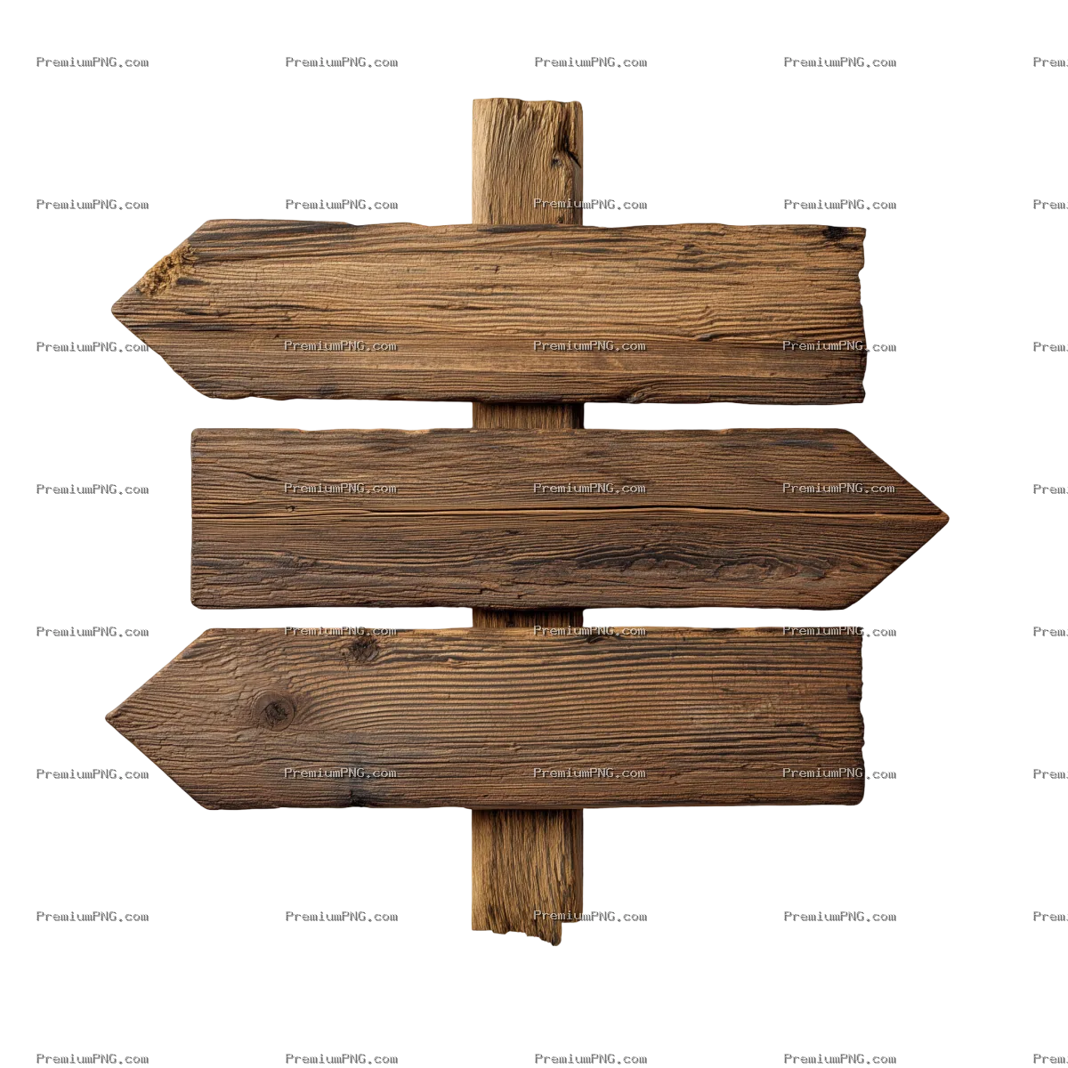 Realistic Wooden Arrow Sign Clipart | Blank Directional Board PNG