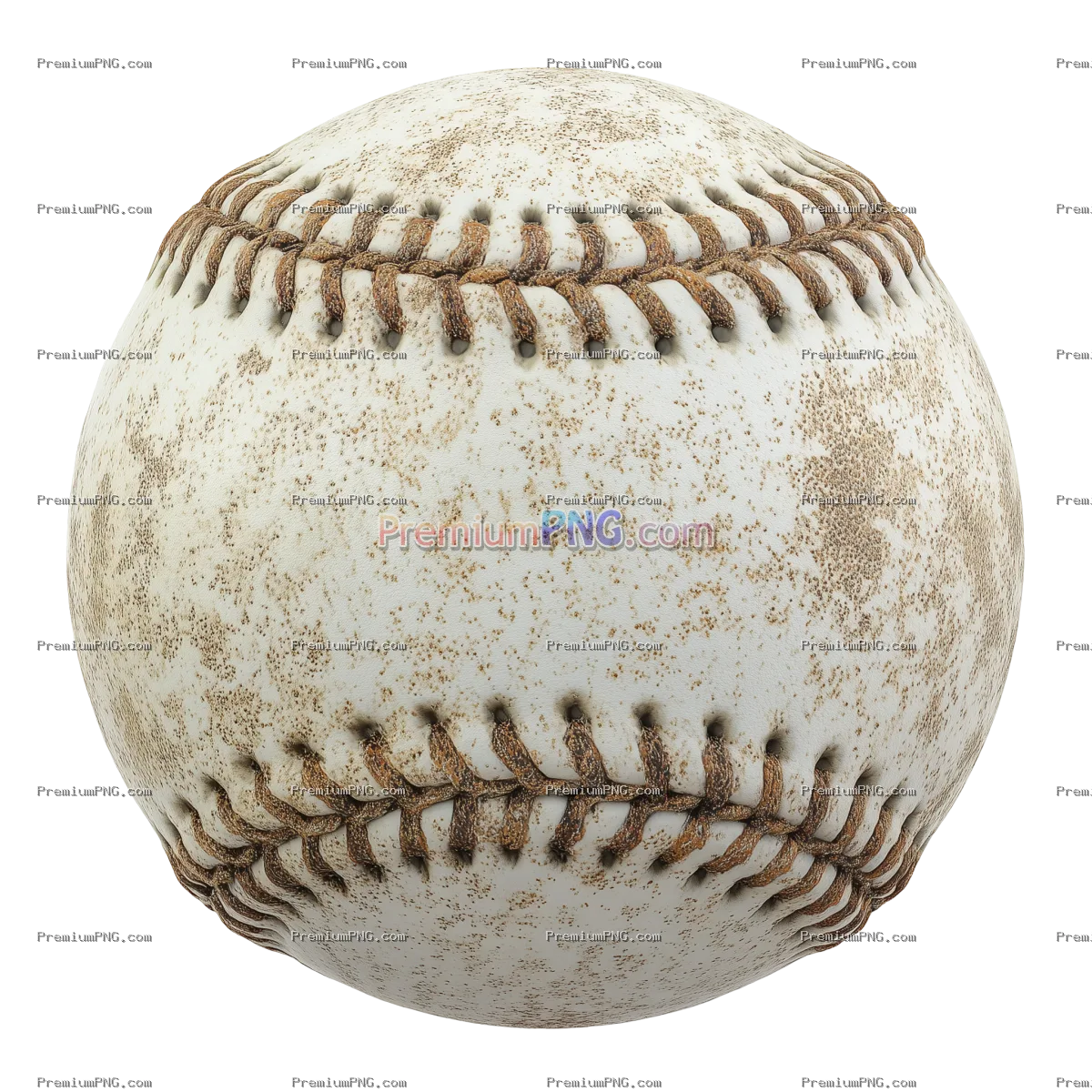 Realistic worn white baseball, detailed texture, vintage sports ball for design and advertising use