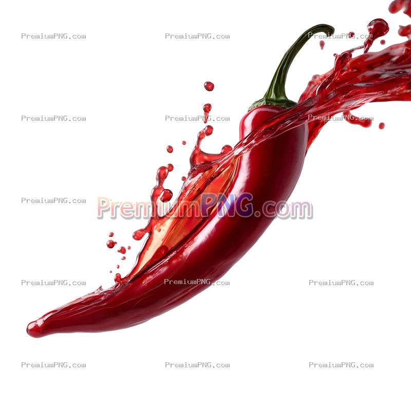 Red Chili Pepper Flowing Liquid Dynamic Motion PNG