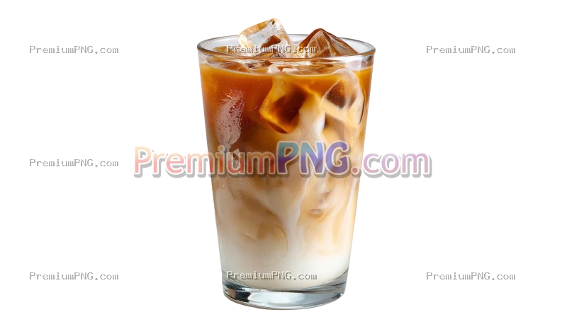 Refreshing Iced Latte in Glass | Transparent PNG Stock Image