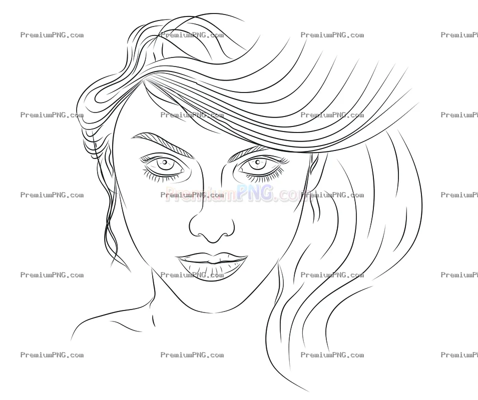 Romantic Girl Face Line Art Vector - Free EPS Download | PremiumPNG