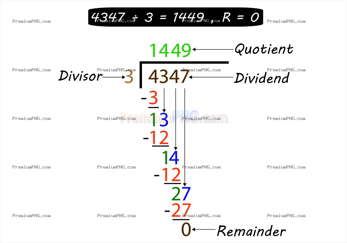 Step-by-Step Long Division Math Vector Illustration | Educational Graphic EPS