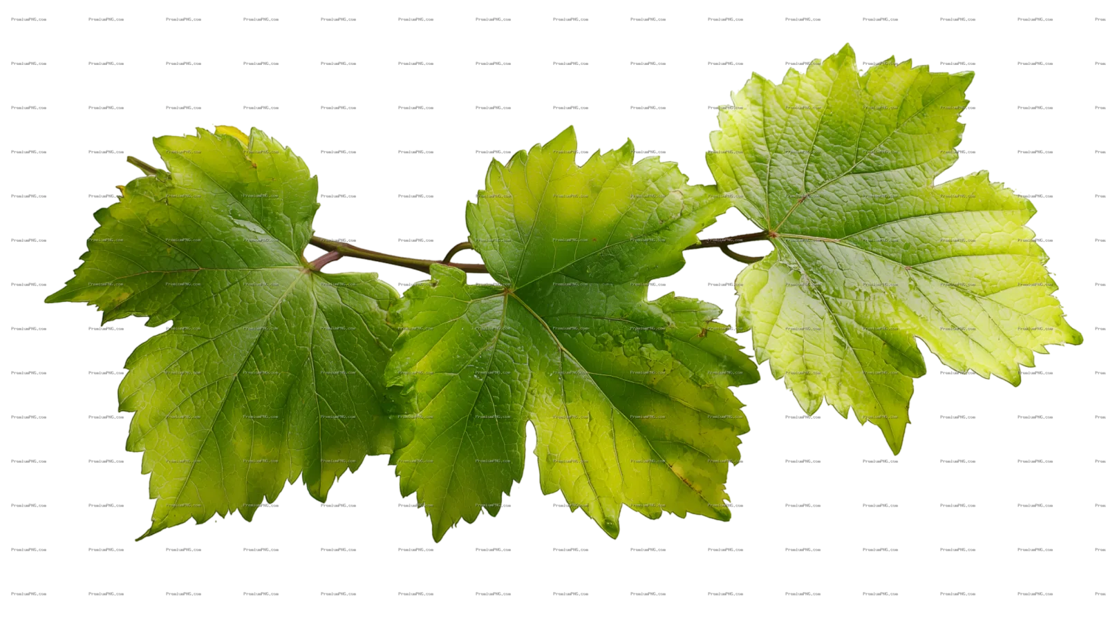 Vibrant Green Wild Grape Vine Leaves Isolated
