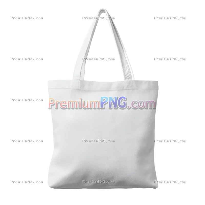 White Canvas Tote Bag with Handle Isolated on Transparent Background