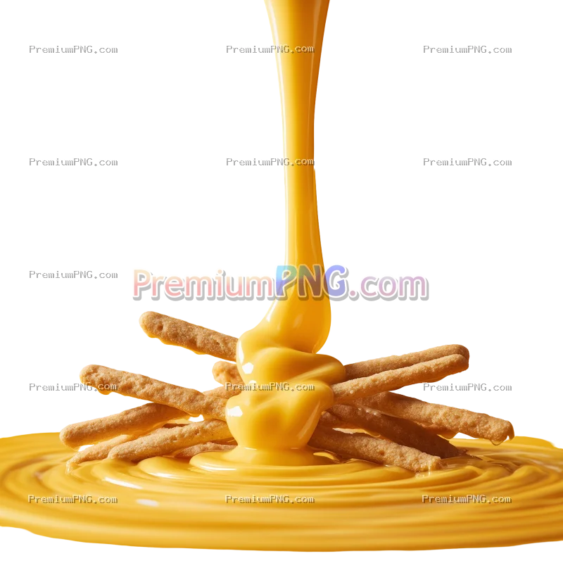 Yellow Liquid Pouring on Biscuit Sticks | Transparent PNG Stock Image
