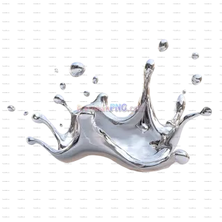 Related image: 3D Render Liquid Chrome Splash with Metallic Surface & Droplets