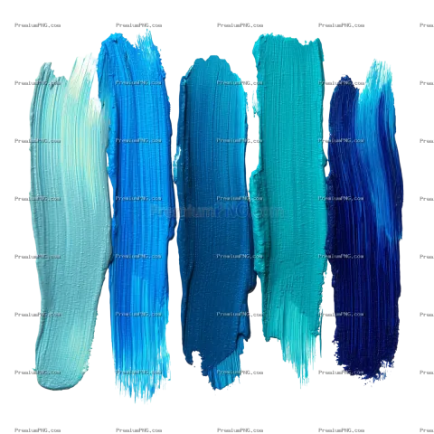 5 Abstract Blue & Turquoise Brush Strokes PNG – Isolated Set