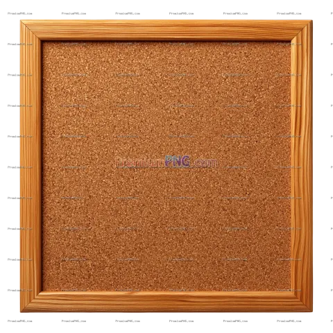 a brown corkboard in a simple wooden frame. isolated on a white background the corkboard is empty. w