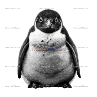 Related image: A cute penguin with a big belly isolated on a transparent background, perfect for designs, illustrat