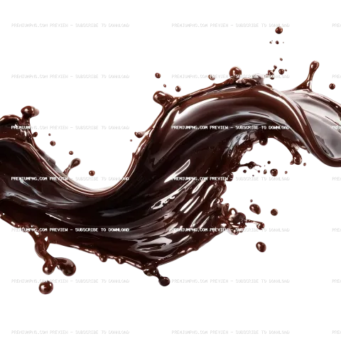 a dramatic splash of rich. dark chocolate against a transparent background