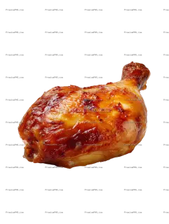 Related image: A hyper-realistic front view of a single cooked chicken leg