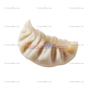 Related image: a piece of dumpling, the dumpling is on the white background and its white color looks like boiled l