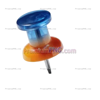 Related image: Blue and Orange Frosted Glass Push Pin on Transparent Background